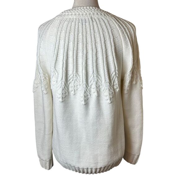 Chadwicks White Chunky Bobble Knit Sweater Medium | Cottagecore Relaxed Pullover - Picture 3 of 6